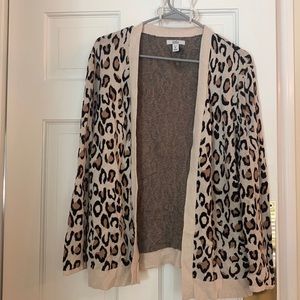 cheetah print cardigan sweater size large petite